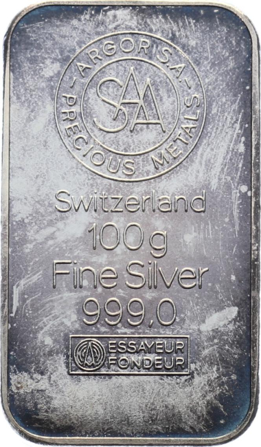 100 Gramm Silberbarren Argor SA - Chiasso / Precious Metals